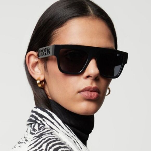 NEW Versace VE4430U GB1/87 Black Dark Grey Frame Logo Square Men Sunglasses